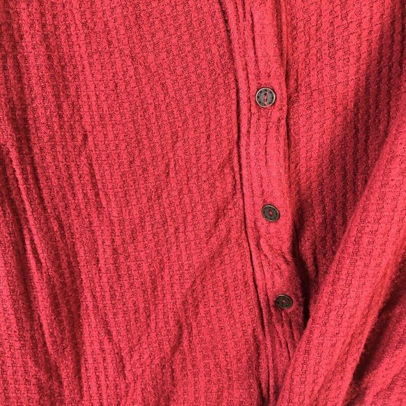 Knox Rose L Shirt V Neck Long Sleeve Button Front Floral Waffleknit Tie Front - Picture 3 of 6